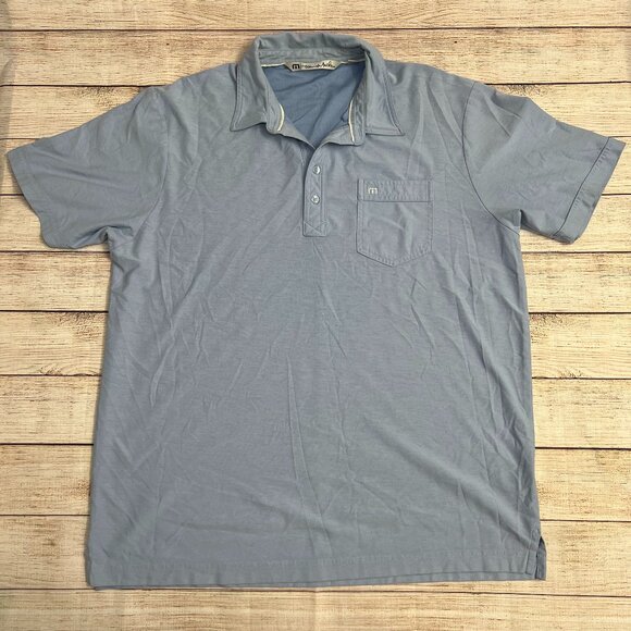 TravisMathew Golf Polo Shirt Men's XL Blue Gray Performance Short Sleeve - Picture 1 of 13